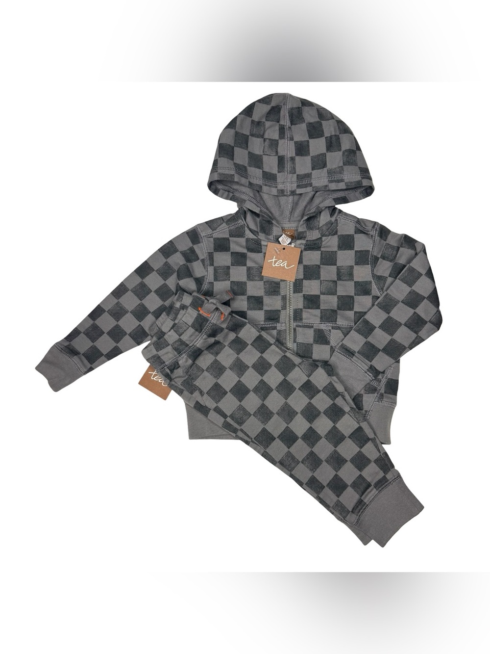 Tea Collection Checkered Zip Hoodie And Joggers Set
